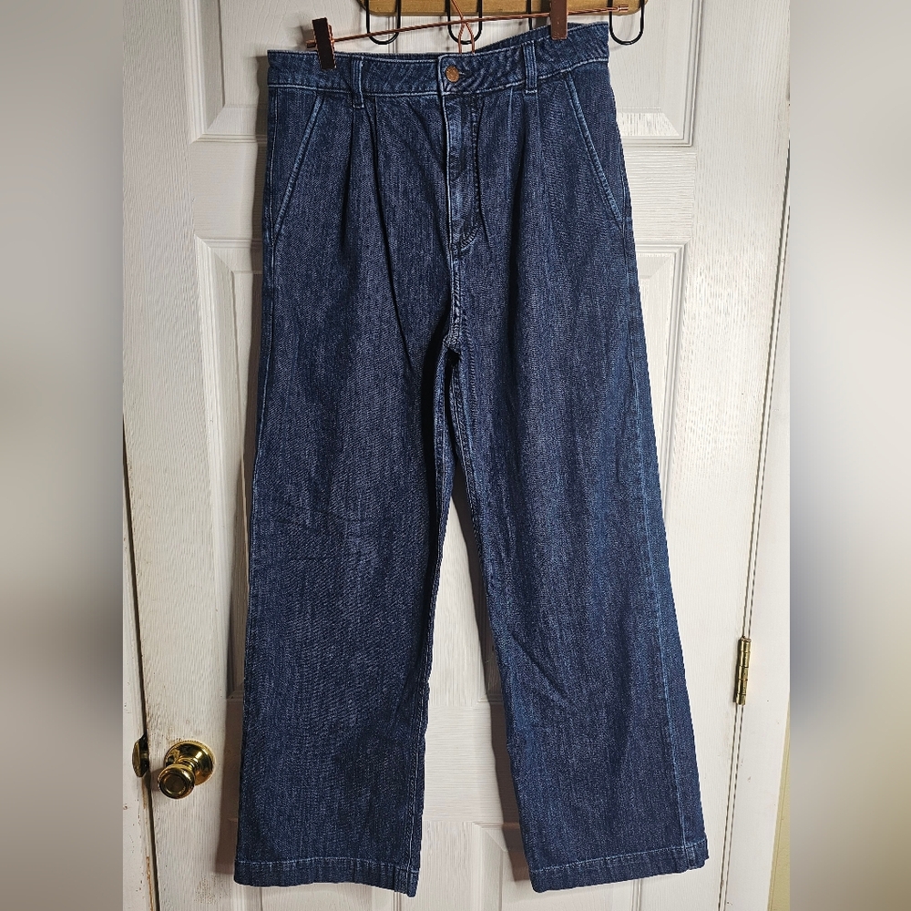 J Crew Women's Wide Leg Pleated  Trouser Jean Size 28